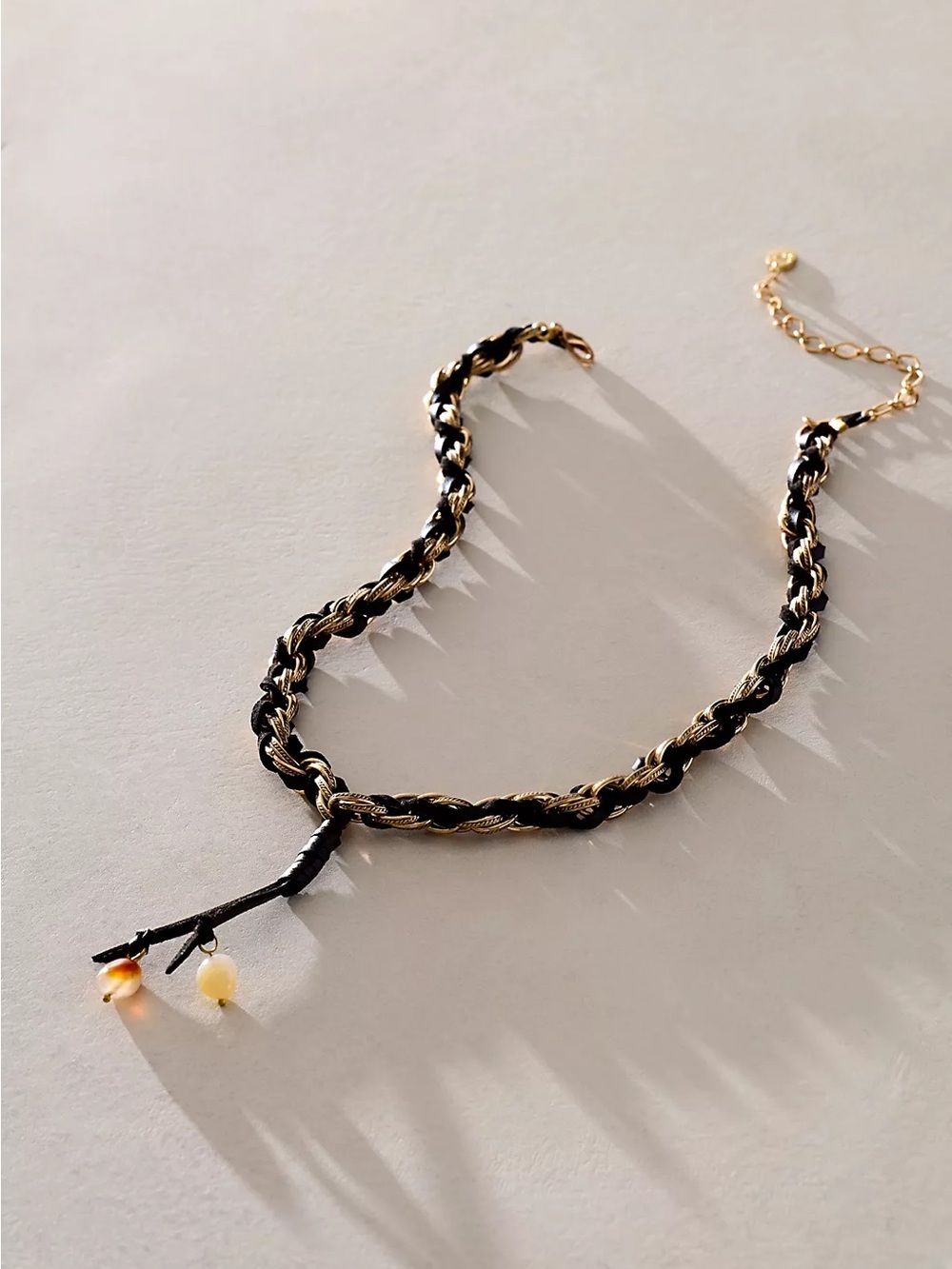 Free People Ariana OST Elmira Short Necklace Semiprecious Black/Gold NWT